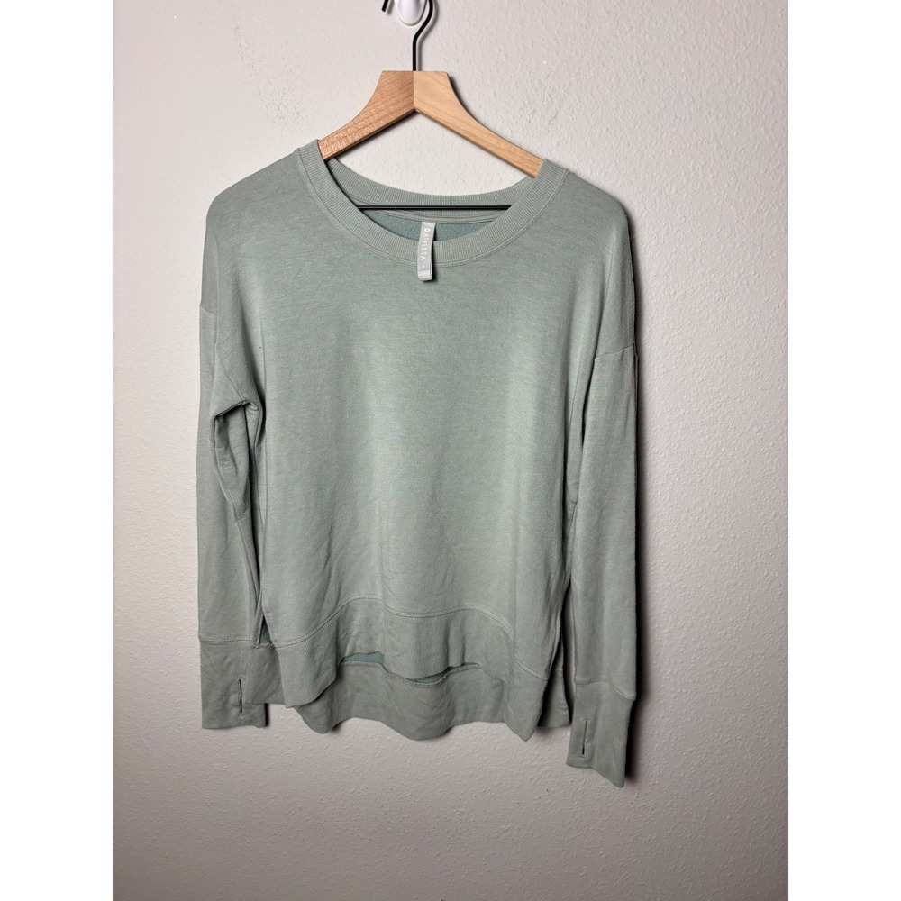 Athleta Coaster Lux Sweatshirt Light Green Crewneck Thumbhole S 870422-38